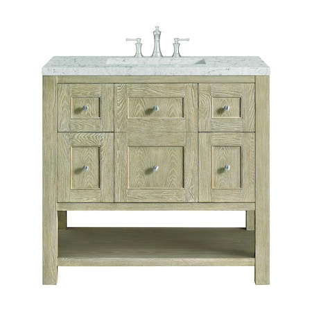 James Martin Vanities 36'' Single Vanity, Whitewashed Oak w/ 3 CM Eternal Jasmine Pearl Quartz Top 330-V36-WWO-3EJP
